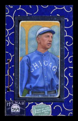 Picture, Helmar Brewing, T206-Helmar Card # 559, Eddie COLLINS, Belt up blue uniform, yellow back, Chicago White Sox